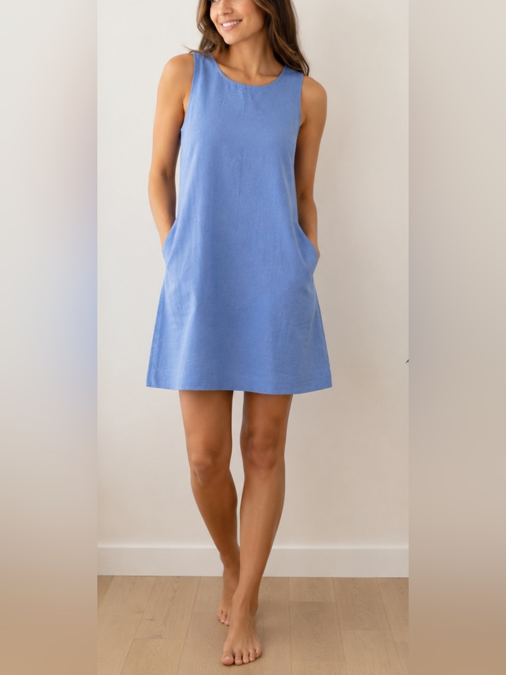 J.Crew Women’s Size 4 Blue Linen Blend Sleeveless Shift Dress NWT